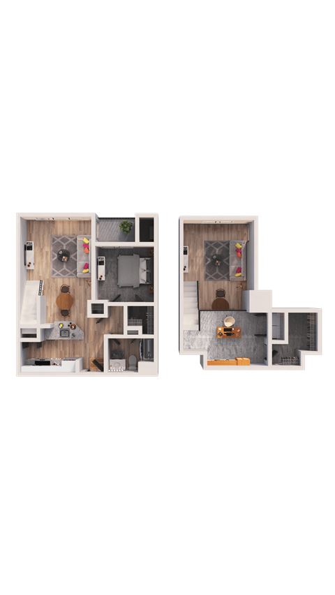 Floor plan for 1 bed, 1 bath, 1005 sqft